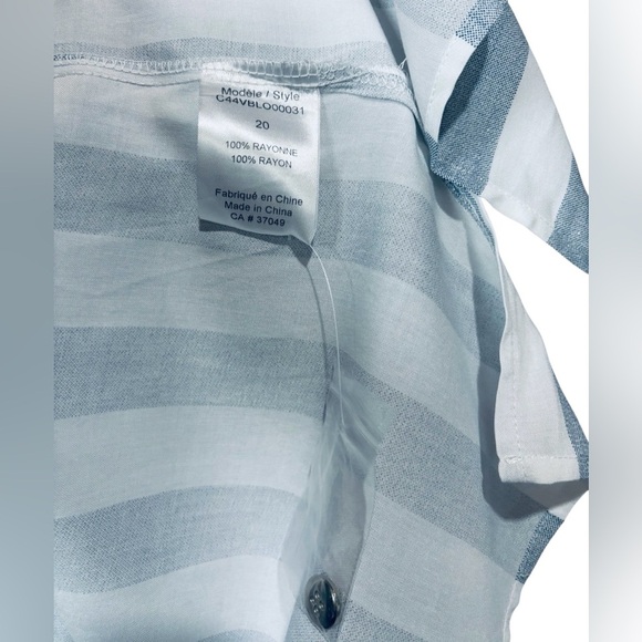 Claire France, Plus Size Striped 3/4 Sleeve Blouse, 20W, Blue & White - Picture 8 of 10